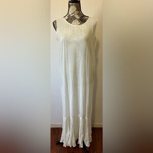 karavan vintage cotton blend ruffle maxi boho dress in ivory - Size 6 NWT